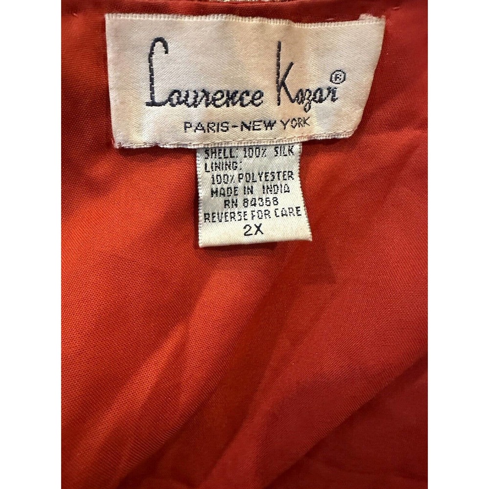 *Flawed* Vintage Laurence Kazar Silk Beaded Embellished Jacket Red Plus Size 2X - Picture 9 of 16